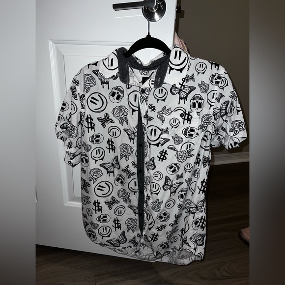 Eighty Eight Men’s Button Up Short Sleeve T-Shirt - Picture 1 of 3